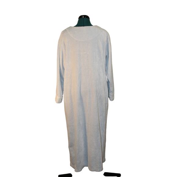 Vintage Amanda Stewart Blue Full-Length Zip Front Robe Large Embroidered - Picture 3 of 5